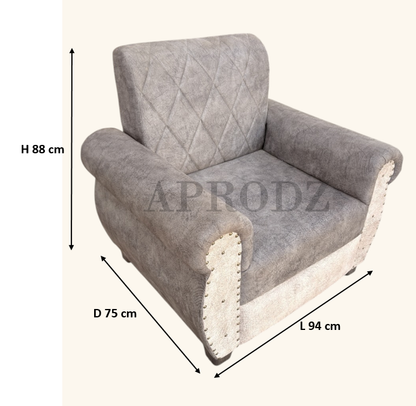 Sofa | Wood Frame Suede Fabric 40D Foam Cushion | Comfortable, Durable, Stylish & Modern for Living Room Furniture | Compact Design Lounge Seat Relaxation (Light Grey + Beige 3)