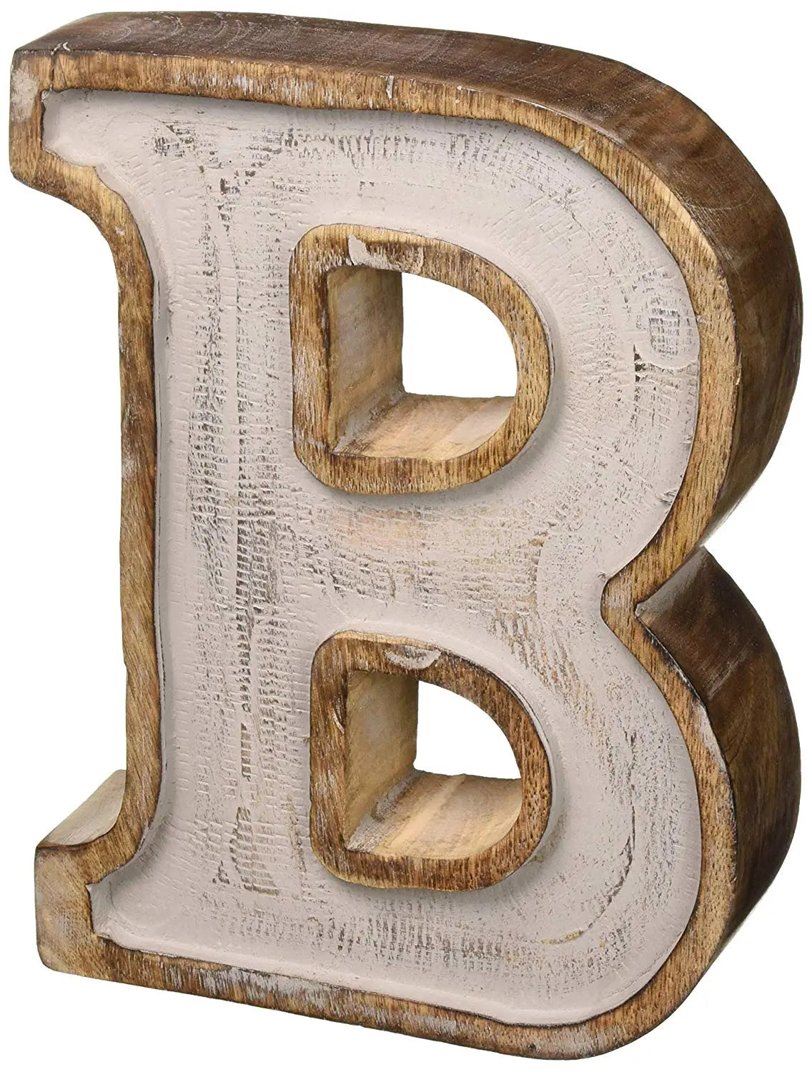 Monogram Free Standing Grey Letter Block - Length (8 in), Depth (2.2 in), Height (10.2 in), B 