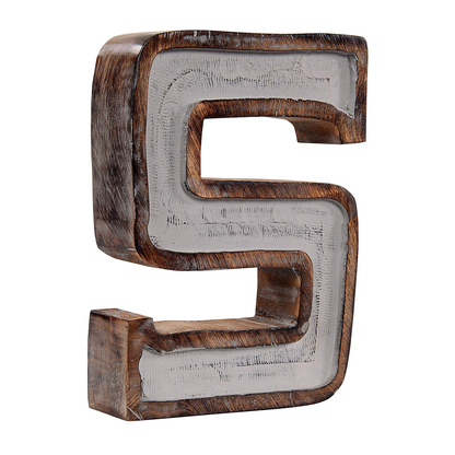 Monogram Free Standing Grey Letter Block - Length (7.8 in), Depth (2.2 in), Height (10.2 in), S