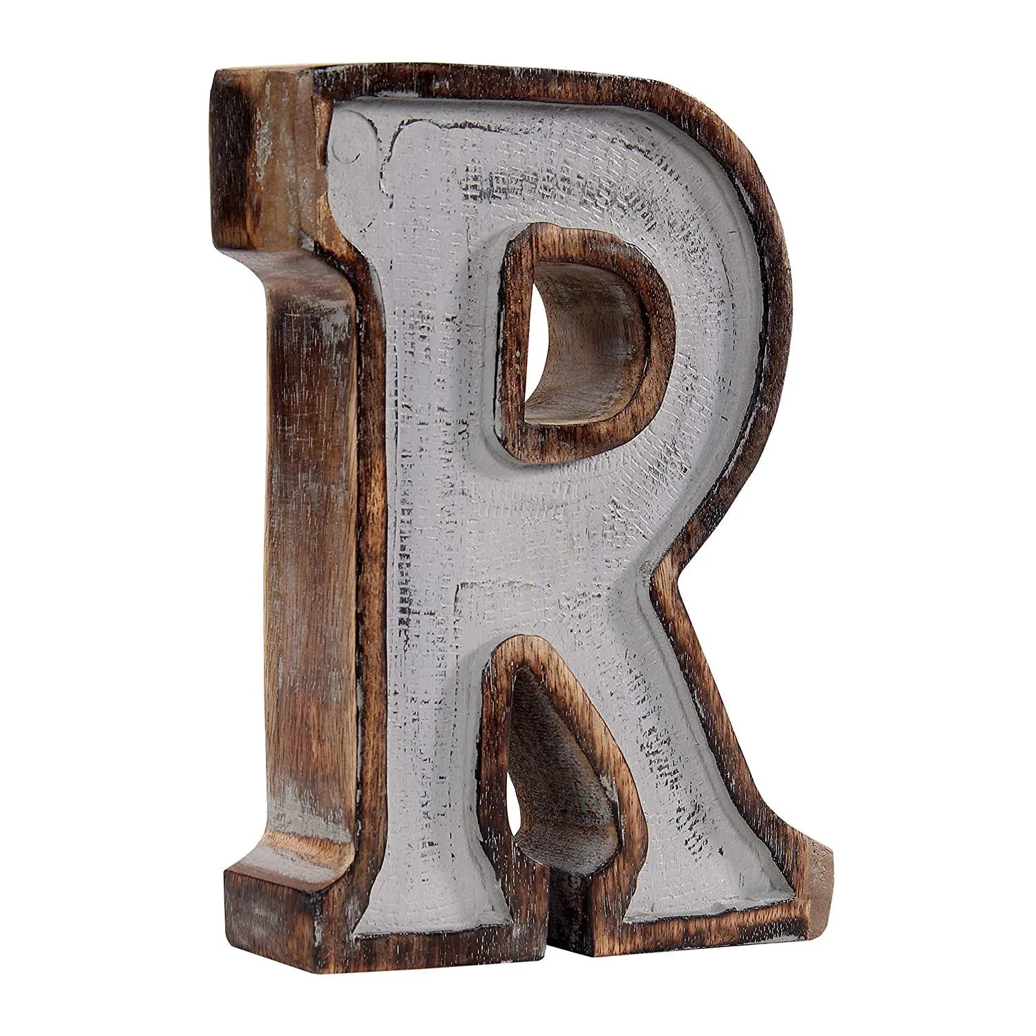 Monogram Free Standing Grey Letter Block - Length (7 in), Depth (2.2 in), Height (10 in), R 