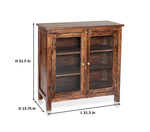 2 Door Cabinet with Wicker Front 2 Shelves | Mango Wood Storage Organizer | Rustic Durable Stylish Wooden Furniture | Compact Design Home Decor 