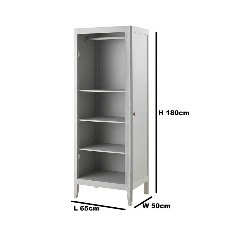 Mango Wood Single Doors Multipurpose Storage Kiev Wardrobe rah for Living Room | Grey 