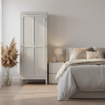 Mango Wood Single Doors Multipurpose Storage Kiev Wardrobe rah for Living Room | Grey 