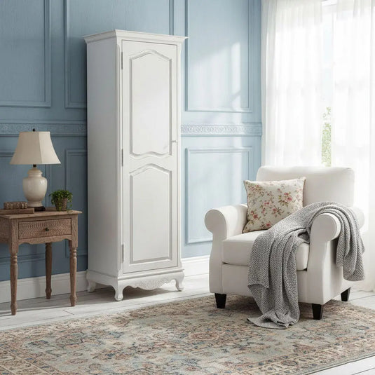 Translation missing: en.Mango Wood Multipurpose Storage 1-Door Libson Wardrobe Almirah for Living Room | White Finish 