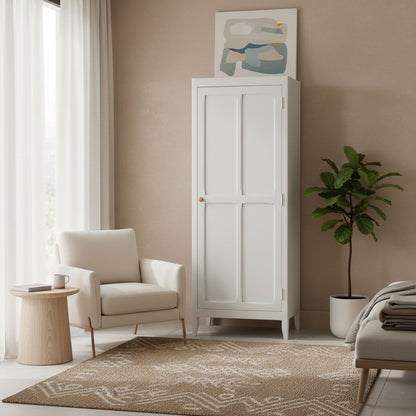 Mango Wood Single Doors Multipurpose Storage Kiev Wardrobe Almirah for Living Room | Grey