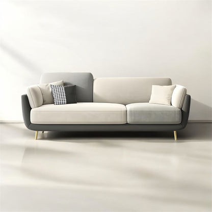 Aprodz Luxelle Modern 3-Seater Sofa – Two-Tone Grey & Beige Fabric Couch for Living Room | Minimalist Design | Removable Cushions | Metal Legs | Comfortable & Stylish Seating