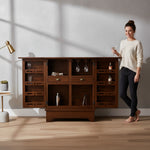 Mango Wood Downer White Bar Cabinet with Wine Glass Storage for Living Room, Standard 