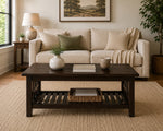 Solid Sheesham Wood Coffee Table in Dark Brown Finish 