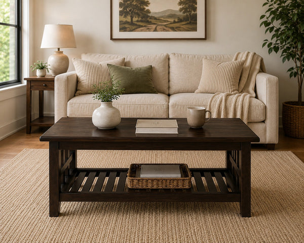 Solid Sheesham Wood Coffee Table in Dark Brown Finish 