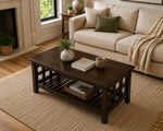 Solid Sheesham Wood Coffee Table in Dark Brown Finish 