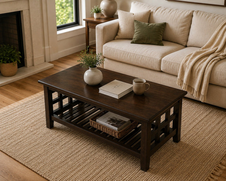 Translation missing: en.Solid Sheesham Wood Coffee Table in Dark Brown Finish 