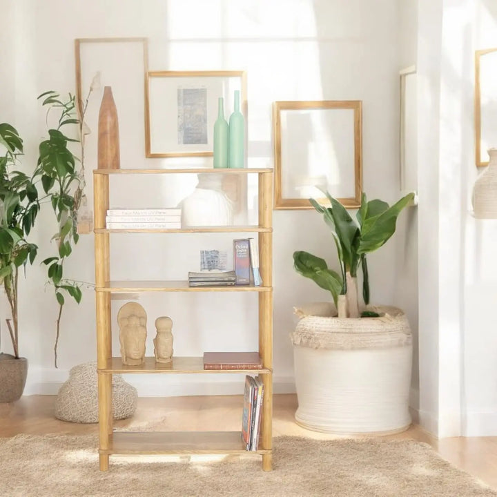 Translation missing: en.Solid Wood Open Bookcases and Book Shelves for Living Room | Rack Shelf | Dark Brown &amp; White Finish 