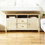 Henk Mango Solid Wood LED Stand for Bedroom with Four Drawer and Rows for Set Top Box - Length (160x50x76) 