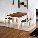 Sheesham Wood Vaughan 4 Seater Dining Table Set for Home Living Room | Dining Furniture | White and Brown 
