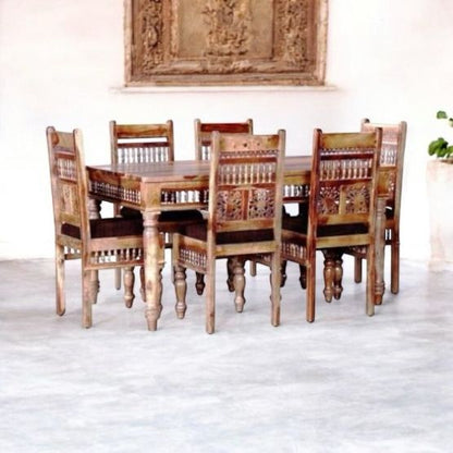 Sheesham Wood Norcross 6 Seater Dining Table Set for Home | Dining Furniture | Brown Finish