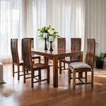 Sheesham Wood Epso 6 Seater Dining Table Set for Home | Dining Furniture | Brown Finish 