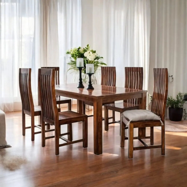 Translation missing: en.Sheesham Wood Epso 6 Seater Dining Table Set for Home | Dining Furniture | Brown Finish 
