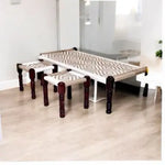 Wooden Bench | Colorful Bench for Seating | Sheesham Wood | Cotton Rope | Sitting Bench for Balcony - Home - Garden | Charpai (CRF-2, Medium) 