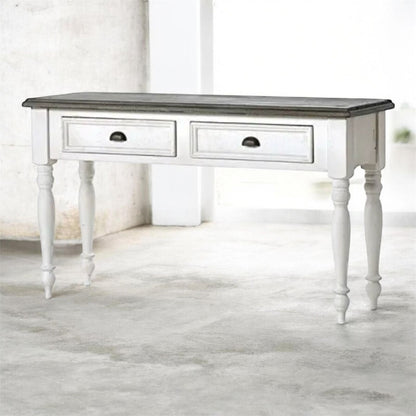 Mango Wood Lolua Console Table with 2 Drawer for Living Room | Wooden Console Table | Brown & White Finish 