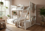 Solid Wood Getech Bunk Bed with Slide Storage & Trundle | Twin Over Twin Kids Bed | White Finish 