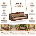 Sheesham Wood Jhula for Adults for Home Swing Jhula for Indoor Outdoor & Balcony 