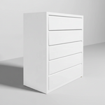 Mango Wood Warsaw Chest of 5 Drawers Storage Dresser for Living Room Furniture (White Finish) 