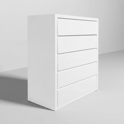 Mango Wood Warsaw Chest of 5 Drawers Storage Dresser for Living Room Furniture (White Finish) 