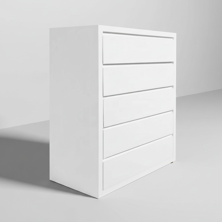 Translation missing: en.Mango Wood Warsaw Chest of 5 Drawers Storage Dresser for Living Room Furniture (White Finish) 