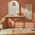 Modern Counter Height Stool – Gold Frame, Wood Finish Seat (25") 