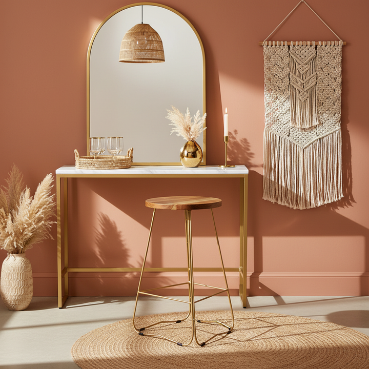 Translation missing: en.Modern Counter Height Stool – Gold Frame, Wood Finish Seat (25") 