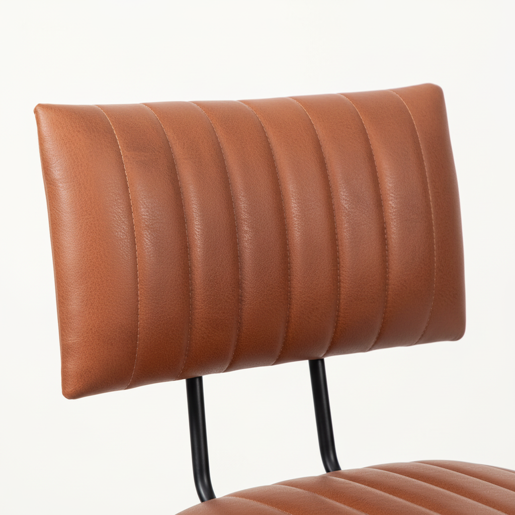 Upholstered Cold Rolled Steel Bar Stool (Brown Fabric + Black Powder Coated) - Set of 2 