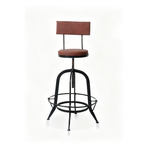 Upholstered Cold Rolled Steel Bar Stool (Brown Fabric + Black Powdercoated) - Set of 2 