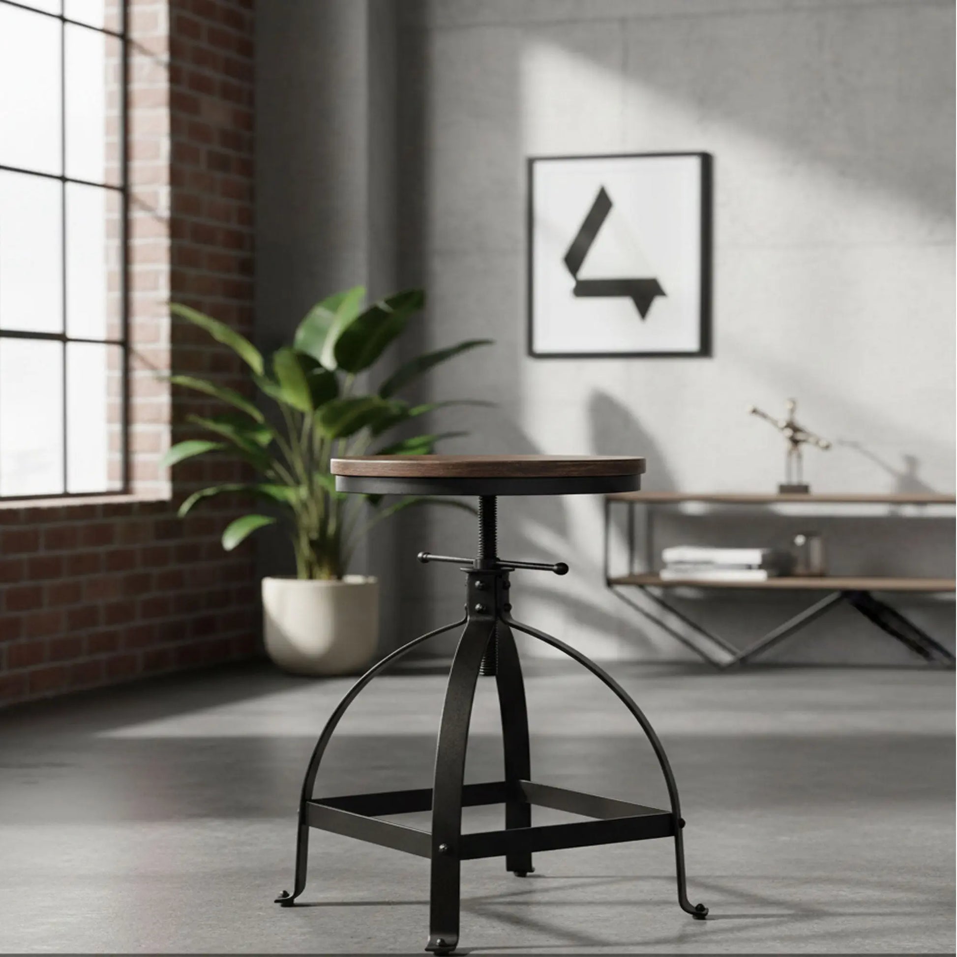 Vintage Bar Stool Swivel Coffee Kitchen Dining Chair Counter Height Adjustable 19.69”-25.59” Industrial Style 