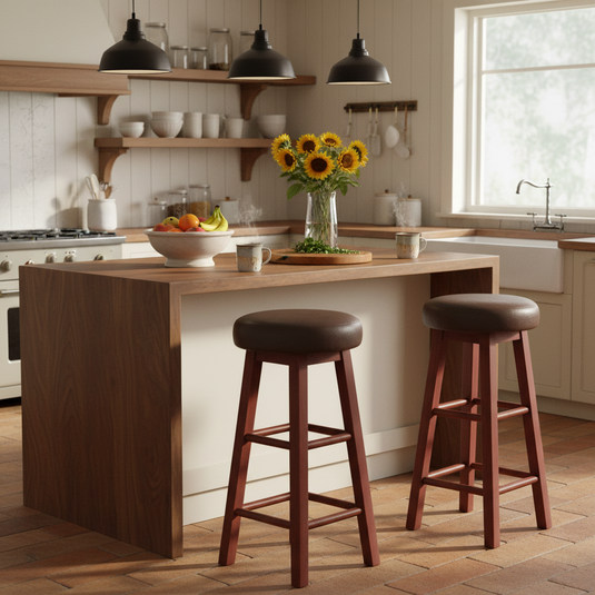 Translation missing: en.Vero Bar &amp; Kitchen Stool – Elegant Brown Faux Leather Upholstered Seat with Sturdy Wooden Legs for Dining &amp; Counter Seating 