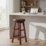Vero Bar & Kitchen Stool – Elegant Brown Faux Leather Upholstered Seat with Sturdy Wooden Legs for Dining & Counter Seating 
