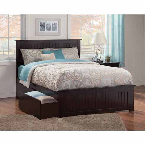 Solid Wood Storage Queen Size Weston Bed for Bedroom Stylish | Dark Brown Finish