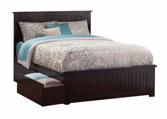 Solid Wood Storage Queen Size Weston Bed for Bedroom Stylish | Dark Brown Finish