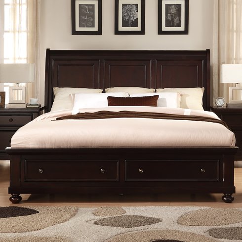 Solid Wood Storage Queen Size Crouch Bed for Bedroom Stylish | Dark Brown Finish