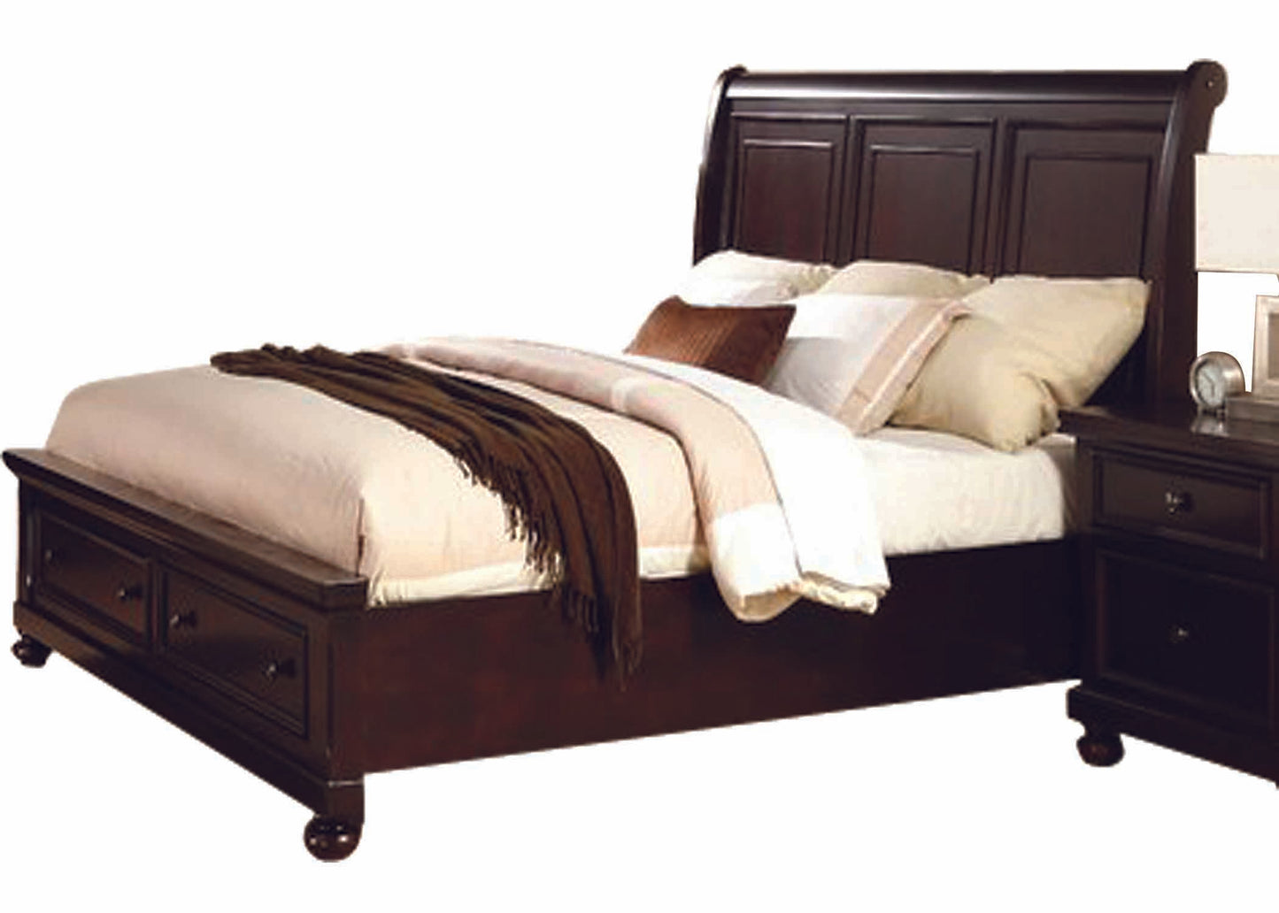 Solid Wood Storage Queen Size Crouch Bed for Bedroom Stylish | Dark Brown Finish
