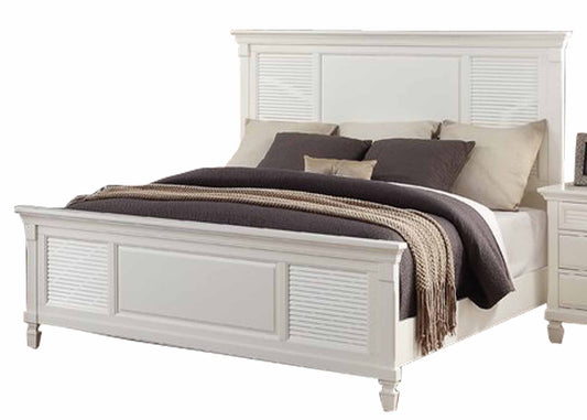 Solid Wood Without Storage Bed Elmore for Bedroom Stylish | White Finish
