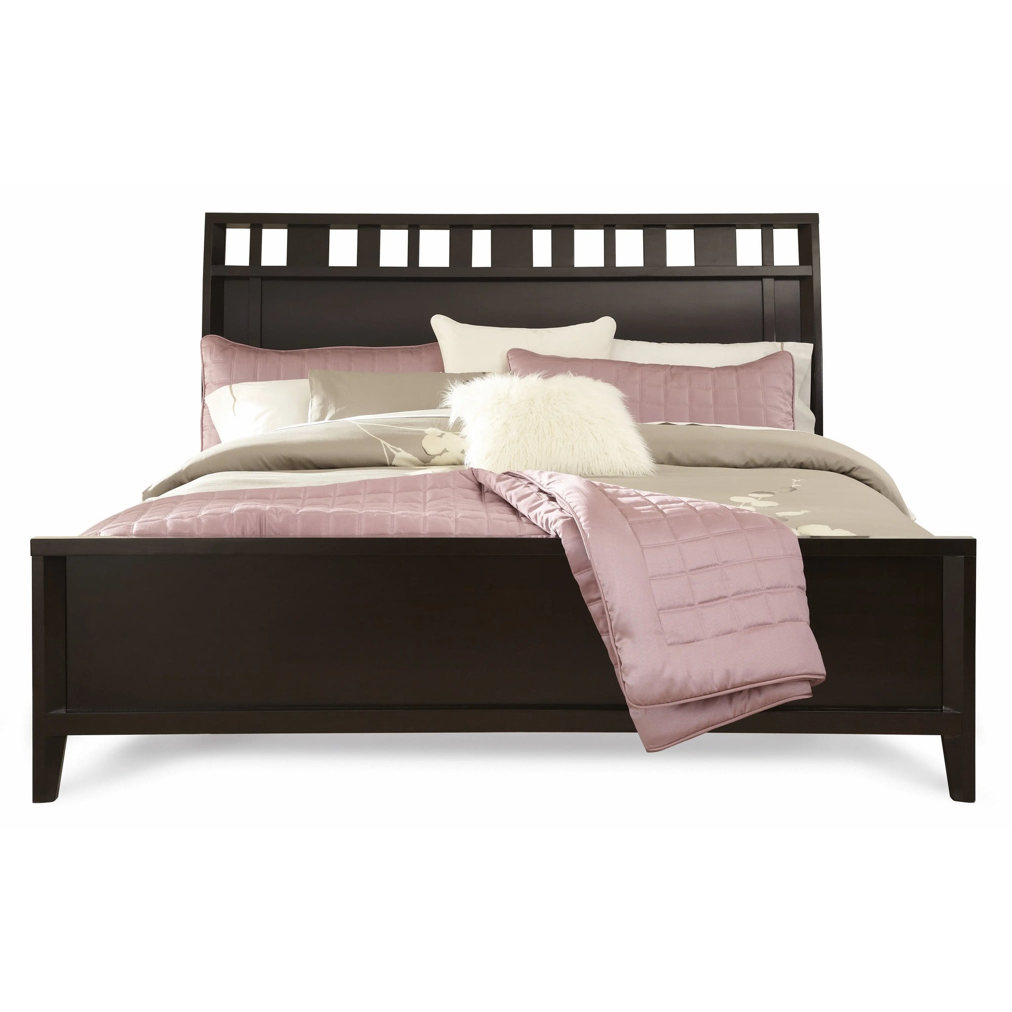 Solid Wood Without Storage Queen Size Everly Bed for Bedroom Stylish | Dark Brown Finish 