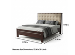 Solid Sheesham Wood Bed Without Storage Double Bed King Size Cot with Tufted Headboard Upholstered Bed for Bedroom (Beige) 