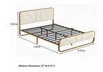 Modern Metal Platform Bed Frame with Upholstered Velvet Tufted Headboard & Heavy-Duty Slat Support - Black 