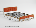Modern Metal Platform Bed Frame with Upholstered Velvet Tufted Headboard & Heavy-Duty Slat Support - Black 