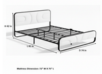 Modern Metal Platform Bed Frame with Upholstered Velvet Tufted Headboard & Heavy-Duty Slat Support - Black 
