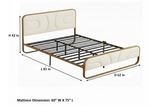 Modern Metal Platform Bed Frame with Upholstered Velvet Tufted Headboard & Heavy-Duty Slat Support - Black 