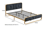 Modern Metal Platform Bed Frame with Upholstered Velvet Tufted Headboard & Heavy-Duty Slat Support - Black 
