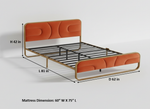 Modern Metal Platform Bed Frame with Upholstered Velvet Tufted Headboard & Heavy-Duty Slat Support - Black 