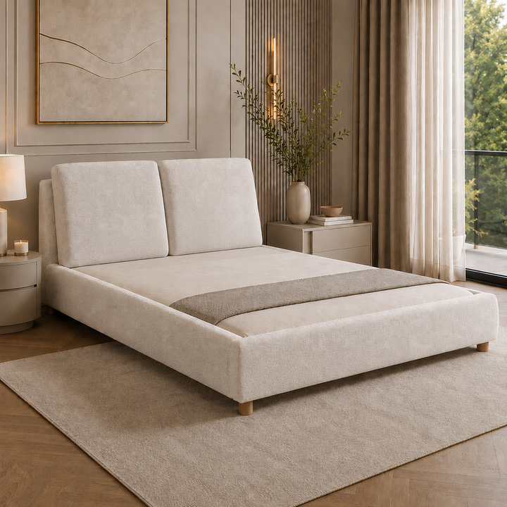 Translation missing: en.Upholstered Platform Bed with Two Removable Pillow Headboard 