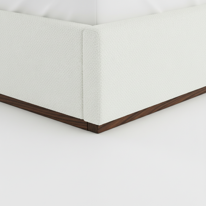Translation missing: en.Eira Cloud Boucle Bed Frame With Storage, Upholstered Headboard, Metal Bed Frame With Headboard, Hydraulic Storage System, No Box Spring Required Cream Fabric 